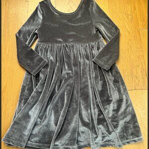 Pink Chicken Grey Velvet Long Sleeve Dress